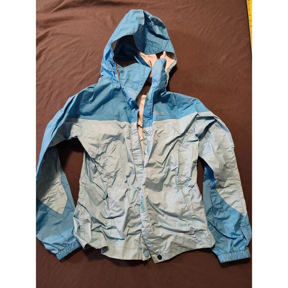 Marmot Jacket Girl's Large Blue‎ Full Zip Windbreaker Rain Jacket Hooded Youth - Picture 1 of 8